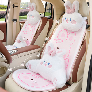 Ensemble de coussins de siège de voiture en peluche, motif dessin animé, extra doux, chaud, antidérapant, pour l'automne et l'hiver, quatre saisons, housse de coussin décorative - Product Image 1