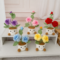 Tanaman Tulip Rajut dalam Pot, Bunga Benang Penyemangat Emosional, Pot Kaki Tersenyum Lucu, Dekorasi Meja Rumah, Hadiah Liburan, Grosir