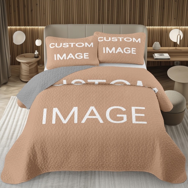 3pcs Quilted Bedspreadset 3D Geometric Pattern Bed Coverlet Blanket Custom Digital Print Thin American Style All-Season