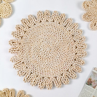 Set de table rond de style rustique pastoral, tissé, créatif, pour la décoration de la maison, motif floral, résistant à la chaleur, épais, pour la table, le thé, 30-38 cm