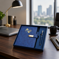 Individuelles Logo A5 Leder-Notizbuch und Stift Geschenkbox-Set Unternehmens-Werbegeschenk Mitarbeiter-Anerkennung