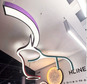 Plafonnier LED RGB Commercial <span class=keywords><strong>Aquarius</strong></span> Créatif Ovale Petit Aluminium DMX512 Gradation Télécommande Installation 3D - Product Image 3