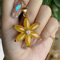 Jialin bijoux en pierre naturelle collier de fleurs de jade jaune collier de bambou ensemble de bijoux de trèfle femmes goutte d'eau pierre verte