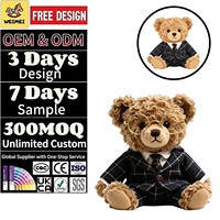 Ours en peluche personnalisés WEIMEI ODM avec rembourrage en coton PP, matière en peluche super douce, fonction anti-stress