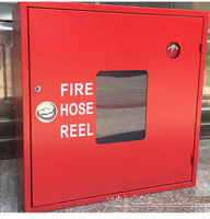 Armoire anti-feu en acier doux 75*75*25cm, porte simple, rouge, pour boîte de lutte contre l'incendie, avec enrouleur de tuyau d'incendie 1"x30m avec lance, valve et accessoires