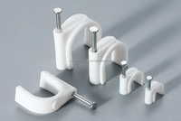 100/Pack Clips de câble ronds en PE+acier pour câble mural avec design de clou décoratif