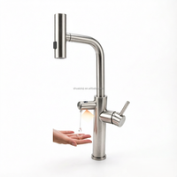 Distributeur de savon sans contact 2-en-1 Shuaiziqi à capteur, robinet de cuisine et salle de bain avec affichage LED de la température et rotation à 360°
