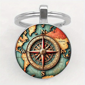 Fashion Retro Nautical Compass Keychain Zinc Alloy Suitable for Bags and Car Pendant Keychain