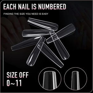 240 faux ongles cercueil extra longs transparents en acrylique pour manucure gel, pose facile - Product Image 2
