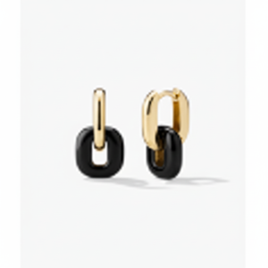 Pendientes Huggie Religiosos y Modernos de Stevie Hoops, en Oro con Baño de Rodio y Chapado en Oro, con Diamantes Geométricos y Perlas - Product Image 1