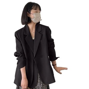 Korean Style Eco-Friendly Breathable Black <strong>Grey</strong> Oversized <strong>Blazer</strong> | 2025 Early Autumn <strong>Women's</strong> Casual Designer Jacket Worsted - Product Image 6
