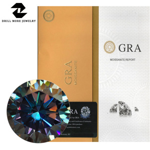 Drill More Jewelry Moissanite Round Loose Stone Blue Rainbow Color For Ring Making Synthetic Lab Created Gemstone - Product Image 1