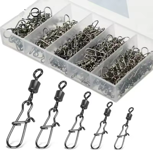 50 pz-100 pz/scatola connettore da pesca in acciaio inox Pin 4 #6 #8 #10 #12 # cuscinetto rotolante girevole con gancio a scatto accessori per esca - Product Image 1