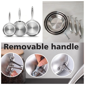 8.5-10-12 Inch Tri-Ply Stainless Steel Frying Pan Set, Induction and Space <strong>Saving</strong> <strong>Pots</strong> and Pans Set, RV Camping Cookware - Product Image 3