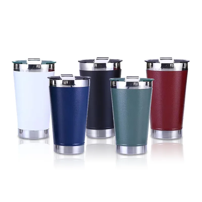 Personalizado 16Oz çift duvarlı seyahat kahve fincanı Termico Festa paslanmaz Para Cerveja kahve Vacuo Inox Garrafa E Copo Termico