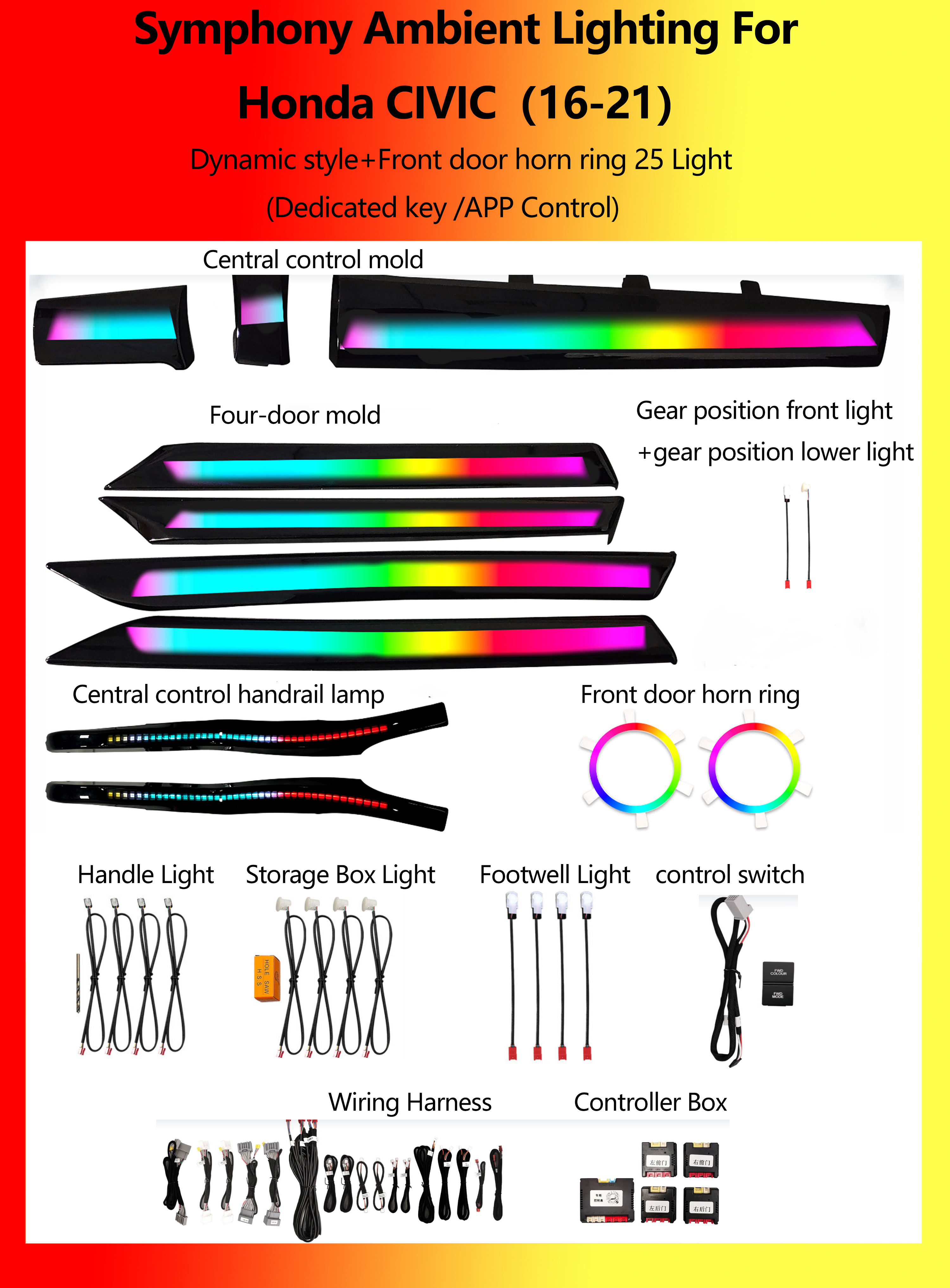 ฮอนด้า ซีวิค ไดนามิก+วงแหวนลำโพงประตูหน้า Symphony 25 Light