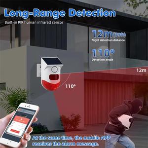 Lampe d'alarme solaire LED étanche IP65 120 dB avec télécommande et 3 modes d'induction infrarouge pour jardin, ferme, entrepôt, maison - Product Image 4