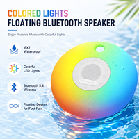 Haut-parleur Bluetooth flottant portable pour l'extérieur, étanche IPX7, avec lumières LED colorées pour la piscine