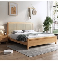 Base de lit double Queen Size pliable et réglable en hauteur, en bois de chêne massif sculpté à la main, style nordique Rosegia 2025