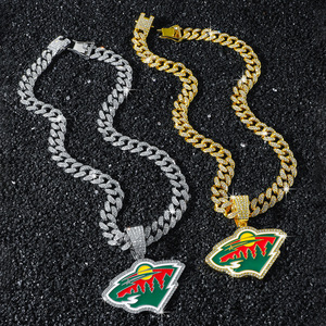 สร้อยคอจี้รูปสัตว์พร้อมโลโก้ทีมฮอกกี้น้ำแข็งแบบฮิปฮอปสุดฮิต ดีไซน์เฉพาะตัวสำหรับผู้ชาย สร้อยคอแฟชั่นขายส่ง - Product Image 1