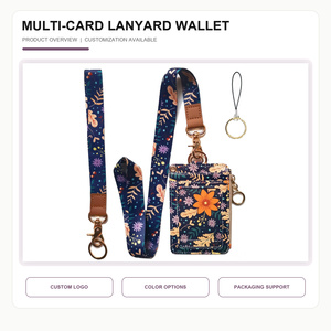 Portefeuille-cordon personnalisé imprimé – Plus de 100 designs, porte-cartes avec fenêtre d'identification, 5 emplacements pour cartes, poche zippée, sangle de cou et de poignet - Product Image 1