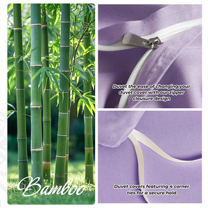 Ensemble de housse de couette moderne en fibre de bambou 100% King Size 300tc 3 pièces avec drap plat, drap housse et taies d'oreiller - Product Image 3