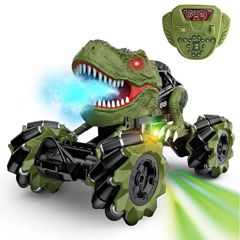 RC Dinosaur Stunt Car Spray Music Lights 360 Degree Rotation animal vehicle Remote Control toy