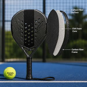 Raqueta de <span class=keywords><strong>Pádel</strong></span> Estilo Lamborghini en Fibra de Carbono Plateada 12K 38mm EVA Redonda Termoformada Personalizada - Product Image 4