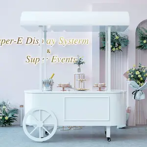 Hot Sale MDF Hochzeit Display Flower Candy Desserts Display Party Sweet Cart mit Rad