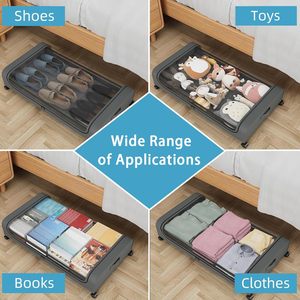Durable <b>Space</b>-<b>Saving</b> Rolling Under Bed <b>Storage</b> for <b>Shoes</b> Under Bed <b>Shoe</b> <b>Storage</b> Organizer with Wheels - Product Image 4