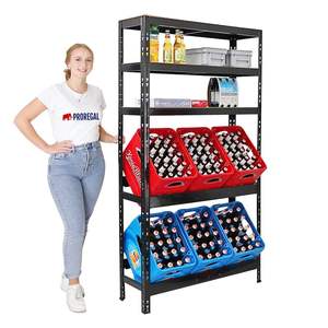 <strong>Drinks</strong> <strong>Crate</strong> Shelf, 6 <strong>Crates</strong> with 4 Shelves, , Black, H X W X D 180 X 100 X 30 Cm, Freestanding <strong>Crate</strong> Stand, <strong>Drink</strong> Shelf, - Product Image 3