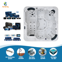 Baignoires à remous extérieures, hydrothérapie, baignoire intelligente autoportante, baignoire en acrylique, 60 jets, jacuzzi, spa avec 19 lumières LED colorées