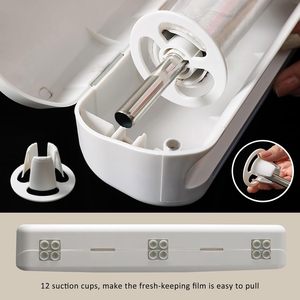 Dispensador de plástico film con cortador, soporte reutilizable para película adhesiva para platos y tazones de cocina, tamaño L, diseño minimalista - Product Image 3