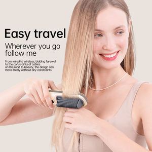<b>Cordless</b> Mini Hair <b>Straightener</b> Brush 8000mAh Ionic Technology USB-Powered Fast Heating PTC Temperature Control-Portable for Car - Product Image 3