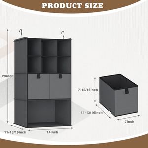 Hanging Closet Storage Organizer with Multiple Grids 5 <b>Drawers</b> and <b>6</b> Side Pockets Wardrobe Organizer for Baby Clothing - Product Image 5
