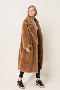 QIUCHEN QC1848 Cappotto in Vera Pelliccia di Pecora, Stile Lungo, Cappotto Teddy Color <span class=keywords><strong>Cammello</strong></span>, Taglia Oversize, Cappotto Invernale da <span class=keywords><strong>Donna</strong></span> - Product Image 3