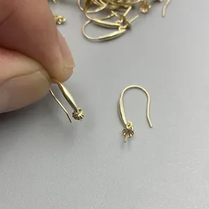 Phụ Kiện Tự Làm Trang Sức Au585 Vòng Móc Vàng 14K 14ct Giá Treo Bông Tai Đá Quý Tròn Ngọc Trai Trang Sức Tự Làm