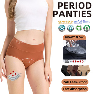 Culottes menstruelles sans couture taille moyenne 70 ml, haute absorption, 4 couches, anti-fuites, pour femmes, vente en gros - Product Image 2