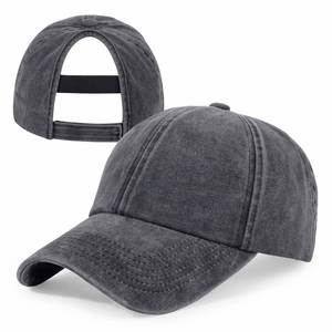 Casquette de baseball unisexe en coton de haute qualité à 6 panneaux, avec ouverture pour queue de cheval, style sportif, vente en gros - Product Image 3