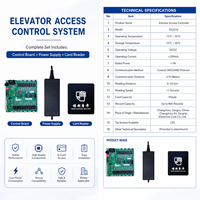 Kit de système de contrôle d'accès intelligent pour ascenseur RFID 13,56 MHz avec carte IC, carte de commande d'ascenseur, alimentation et lecteur