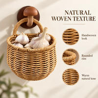Panier de rangement mural en rotin tressé pour oignons verts, ail et œufs – Design moderne et minimaliste