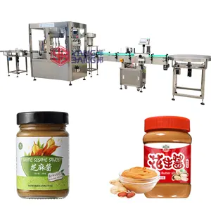 Automatic Peanut Butter Bottling Line, Plastic Jar Filler Mayonnaise Fruit Jam Filling Capping and Labeling Machine