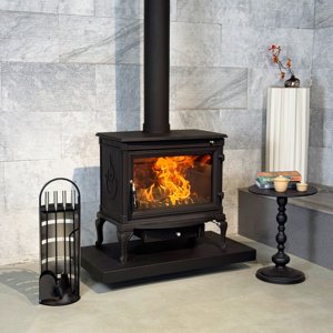 Robusta <span class=keywords><strong>Stufa</strong></span> a Legna Autoportante in Ghisa, Bruciatore a Fiamma Vera Senza Fumo con Design <span class=keywords><strong>Vintage</strong></span> - Product Image 3