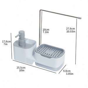 Multifunction <b>Kitchen</b> Bath Soap Dispenser Press Type Liquid Soap Pump Sink Organizer Sponge Holder Towel Rack with Drain Tray - Product Image 6