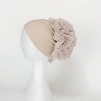 Nouveau musulman couleur unie musulman grande fleur coton casquette intérieure mode couleur unie Turban chapeau
