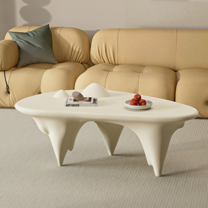 Modern Sculptural Coffee Table | Factory Wholesale Minimalist Cream Style Table for Living Room