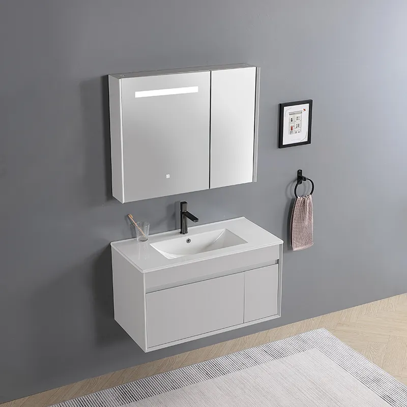 hotel wall hung pvc bathroom vanity mirror organizer luxury white cabinet basin bathroom vanities sets