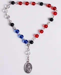 Chapelet de perles de verre avec pendentif Saint breloque italie, tendance,