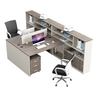 Bureau de personnel en PVC moderne en forme de L pour quatre, deux ou six personnes avec écran de séparation double et combinaison chaise