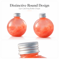 Bouteille de jus en PET de qualité alimentaire, forme d'ampoule ronde, avec bouchon en aluminium, pour jus, thé aux fruits, lait, boissons, vente en gros sur mesure